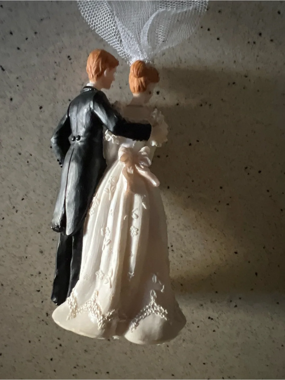 Classic Bride and Groom Wedding Cake Topper - White & Black